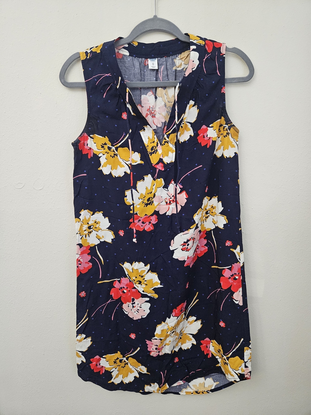 Old Navy Navy Floral Sleeveless Mini Dress - Yellow, Pink, White